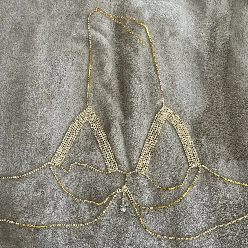 Gold Rhinestone Body Chain - Picture 3 of 4